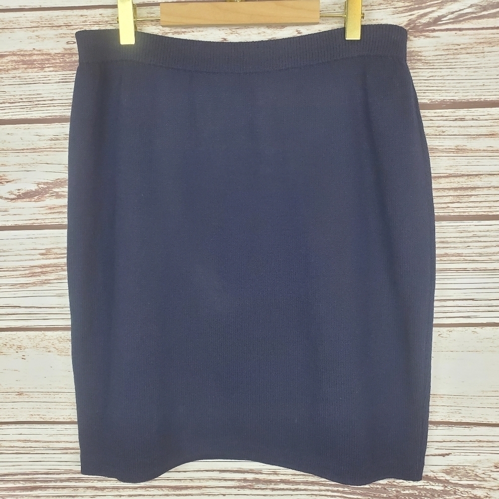 St John Basics Womens Size 8 Vintage Navy Blue Santana Knit Pencil Skirt     #89
